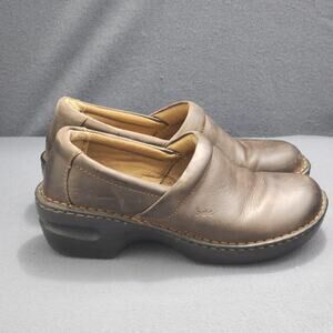 BOC Born Womens Shoes Size 10M Brown Leather Mules Clogs Casual Festival Preppy